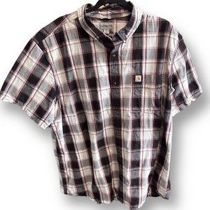 Mens Carhartt Shirt Button up black / red plaid Size 2xL